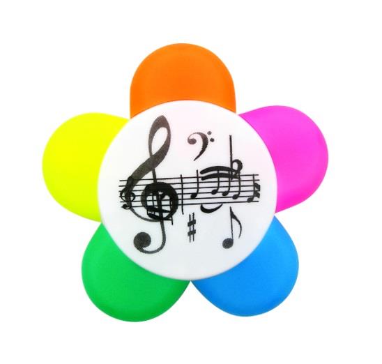 5 kleuren highlighter stift muziek