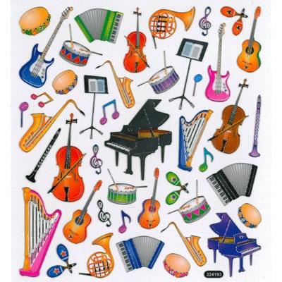 Muziekcadeau Stickers muziekinstrumenten 2