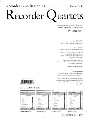 Recorder From The Beginning Quartets Parts